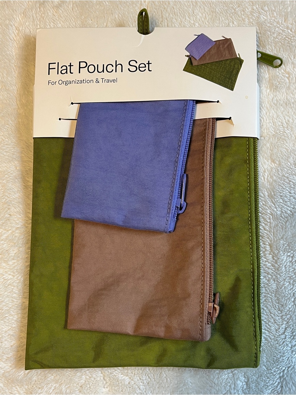 Baggu Flat Pouch Set in Nettle EUC
